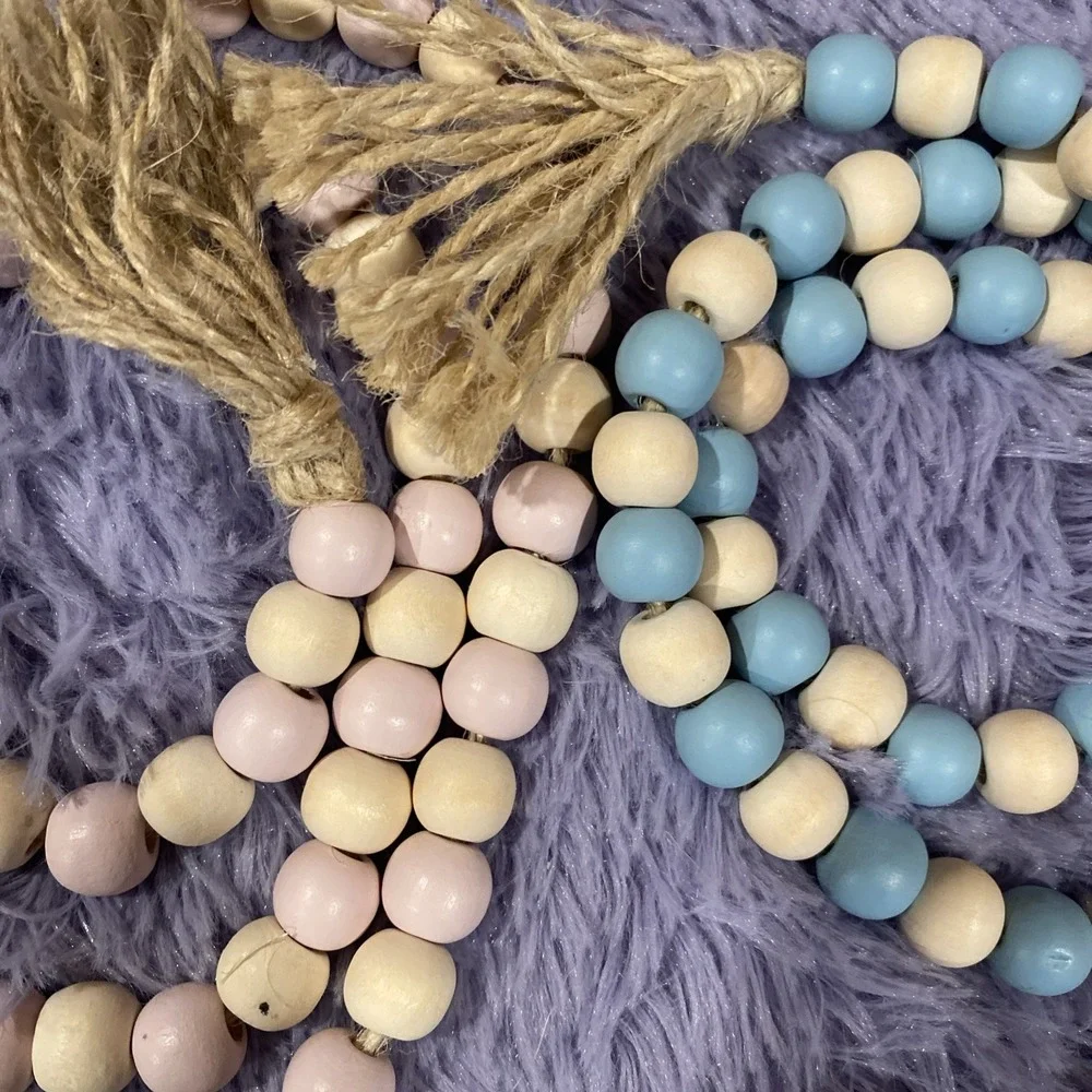 Dolly Parton I Will Always Love You Wood Bead Garland Set Butterfly Record 29.5